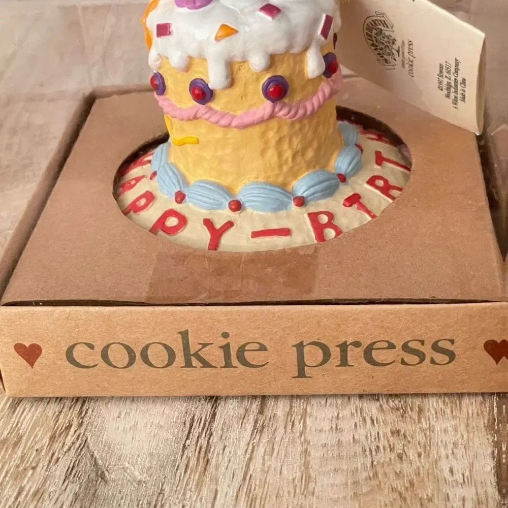 NIB Vintage 1997 Shaker Hearth/ Wilton Cookie Press Mold Stamp Happy Birthday